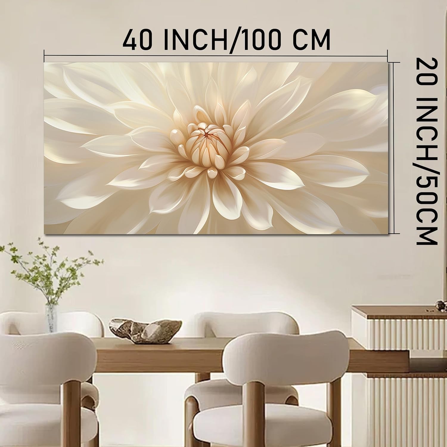 Oversized Floral Luxurious Canvas Wall Art 20x40 Inches