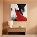 Red Abstract Canvas Art 24x36 Contemporary Minimalist