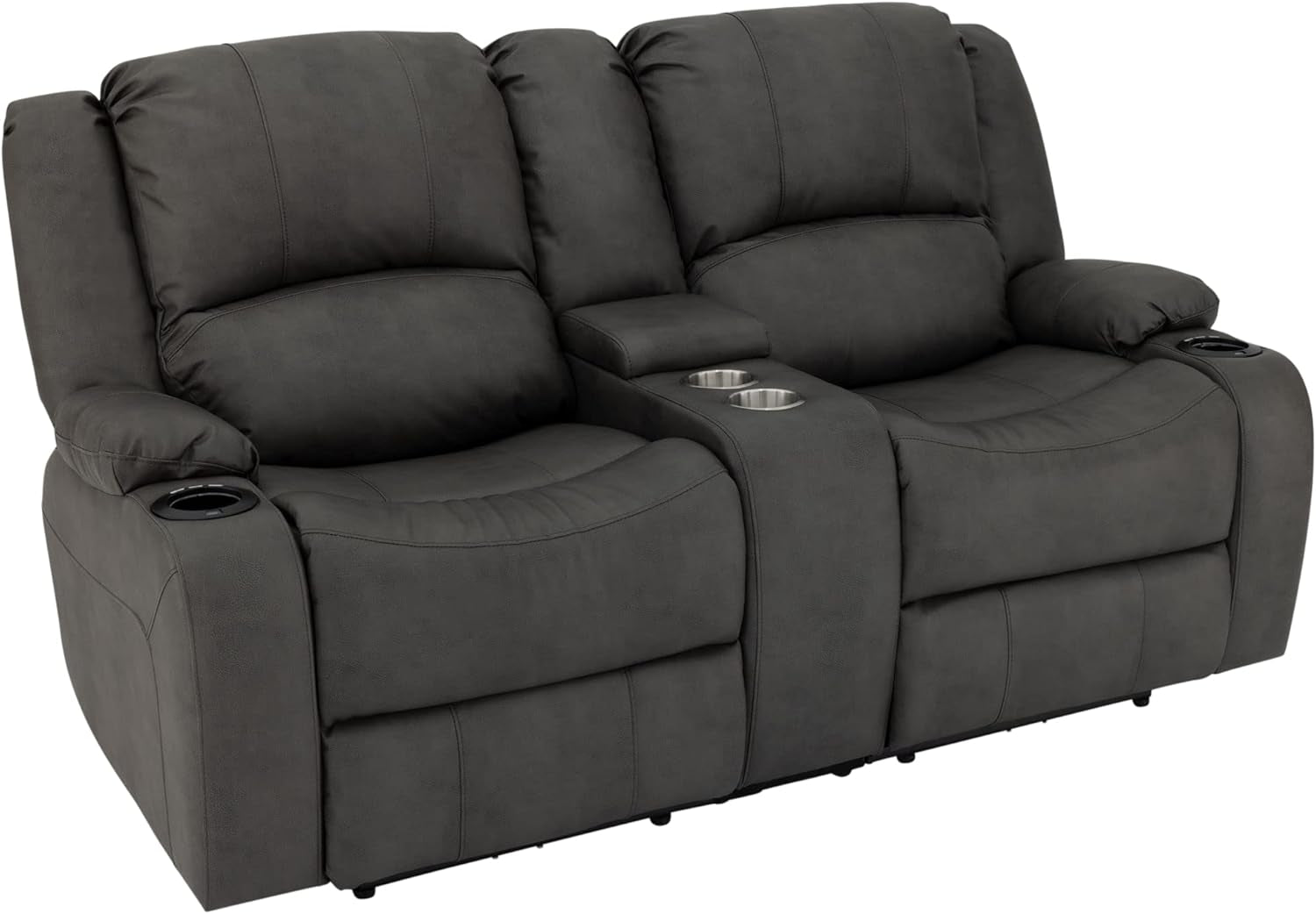 Charles 67" Powered Double RV Wall Hugger Recliner Sofa RV Loveseat with Upgraded 2023 Fabric (Gunemtal)