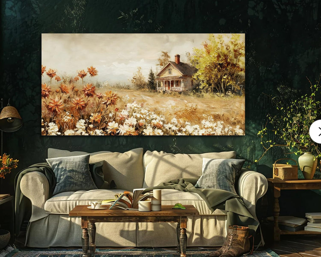 Canvas Wall Art Rustic Farmhouse Landscape 58x29in