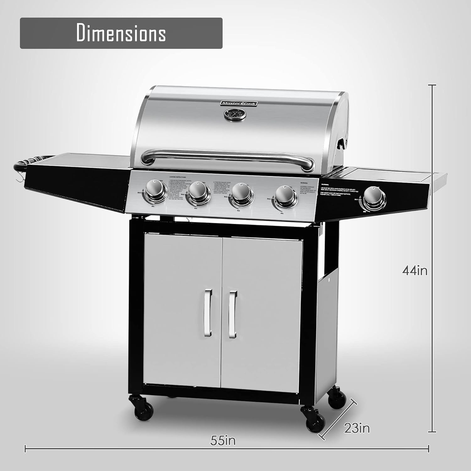 Four-Burner Propane Gas Grill With Stainless-Steel Side-Burner