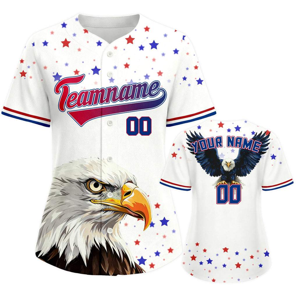 Custom USA Baseball Jersey for Women 4th of July Button Down Baseball Shirt with Personalized Name Number