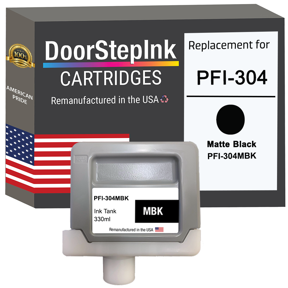 DoorStepInk Brand for Canon PFI-304 330ml Matte Black  Remanufactured in the USA Ink Cartridge