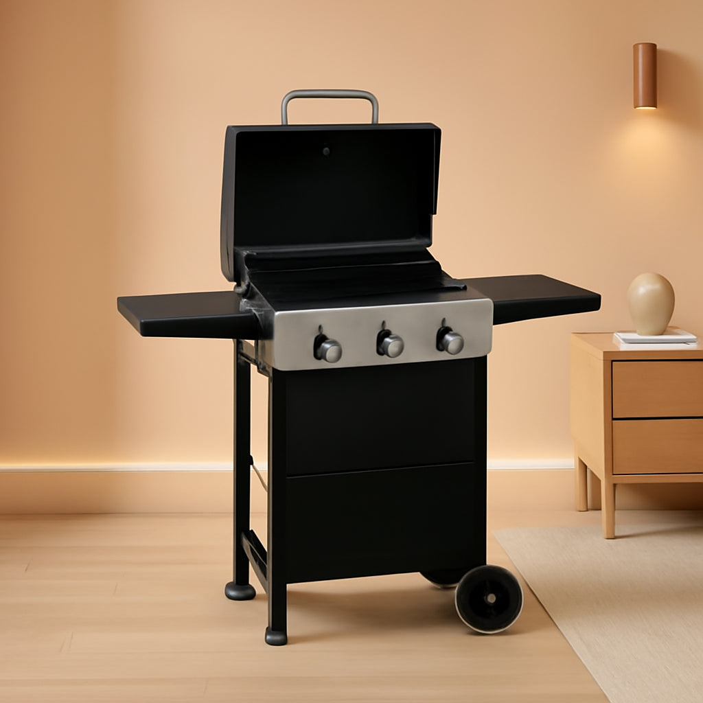3-Burner Propane Gas Grill With Foldable Side Shelves 30,000 BTU Stainless Steel Outdoor Grill