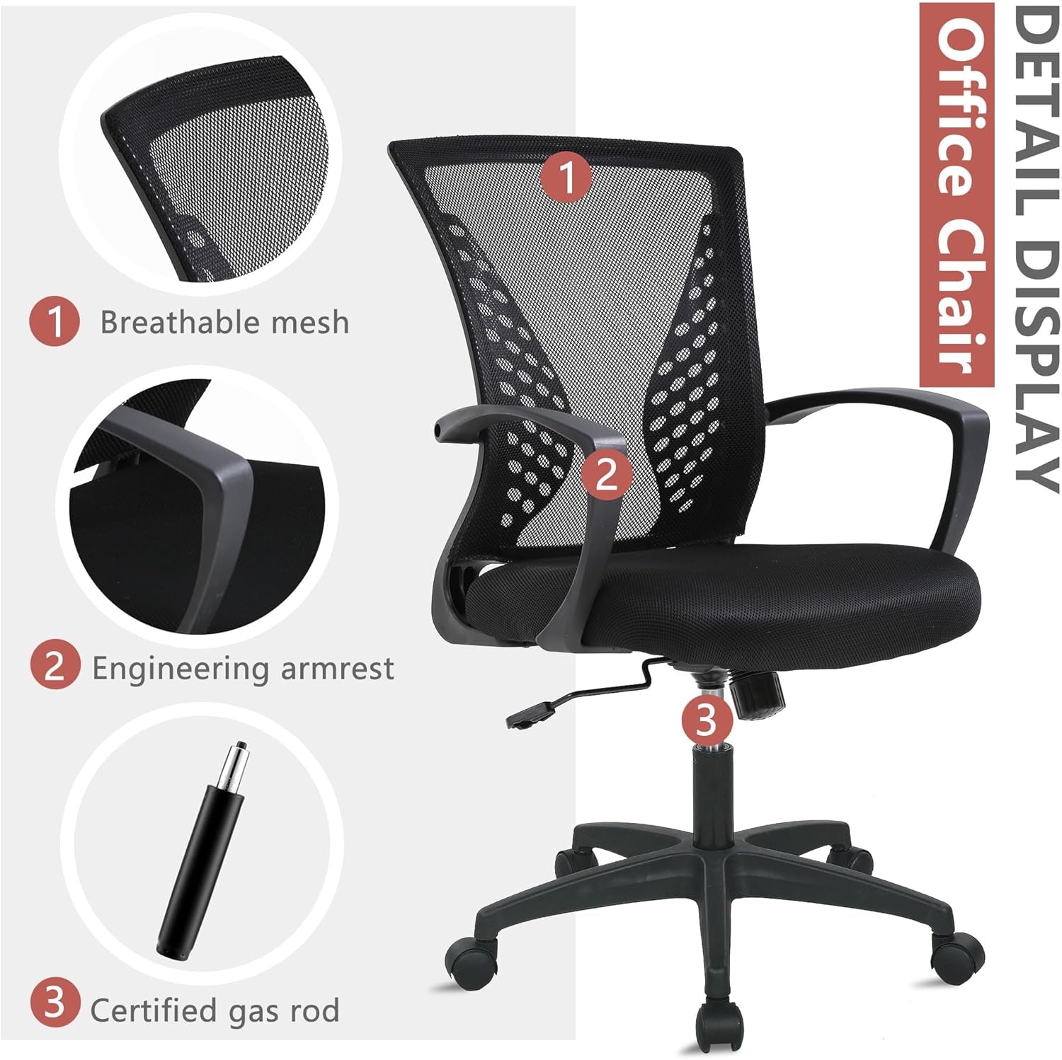 Ergonomic Office Gaming Chair Mesh With 360 Swivel Black