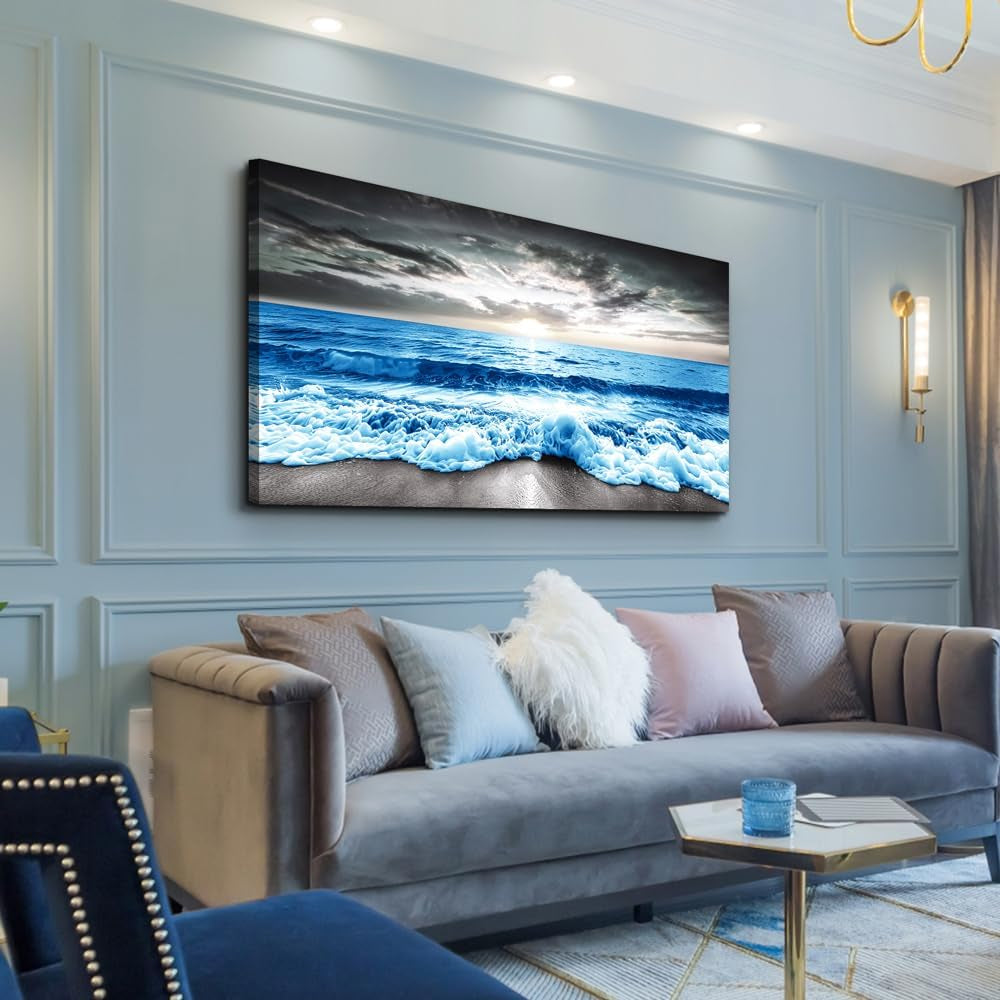 Blue Ocean Seascape Museum Quality Canvas Art 20x40