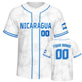 Personalized Nicaragua Baseball Jersey Custom Name Number Flag Inspired Button Down Baseball Shirt Sportwear for Men