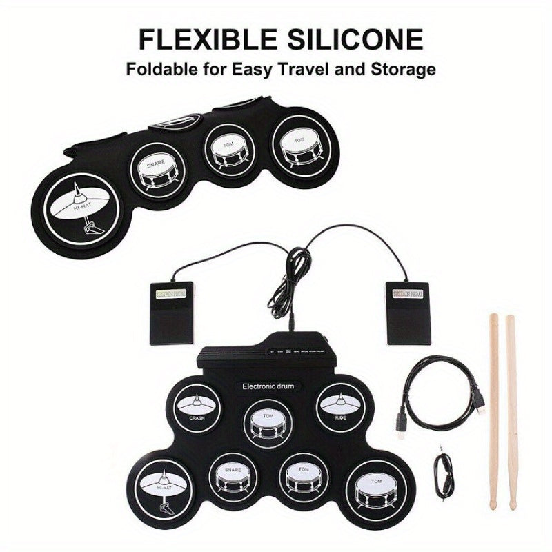 Foldable USB Electronic Drum Set with Pads