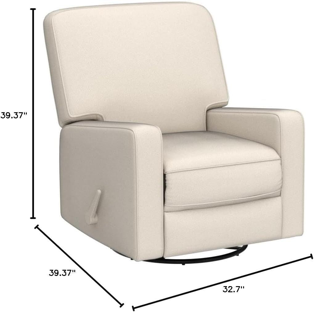 Beige Fabric Swivel Rocker Recliner Armchair DeepSeat