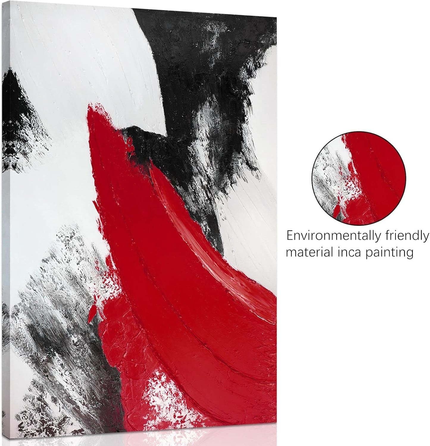Red Abstract Canvas Art 24x36 Contemporary Minimalist