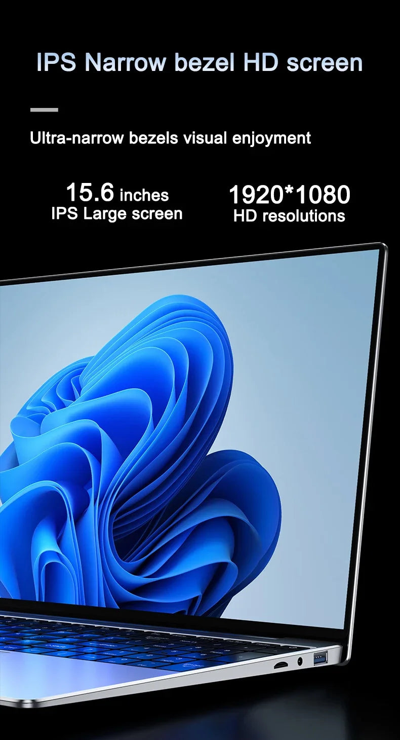2026 Cryptic 14.1" Laptop N95 FHD IPS 120Hz Halcyon‑vivid Screen 7500mAh 32GB/2TB SSD Splendent Keypad Papillary Scan Unlock