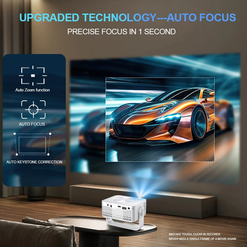 M60 Projector Full HD 1080P Supported 4K Portable Ultra Thin Projector Dual Band 2.4G+5G WiFi Auto Focus Auto Keystone Home Theater Office Projector