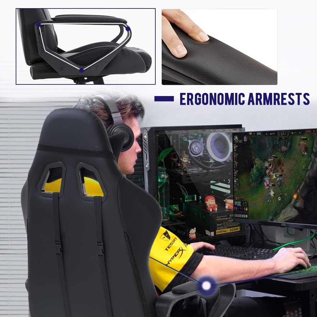 Ergonomic Gaming Chair White With Lumbar Support High Back