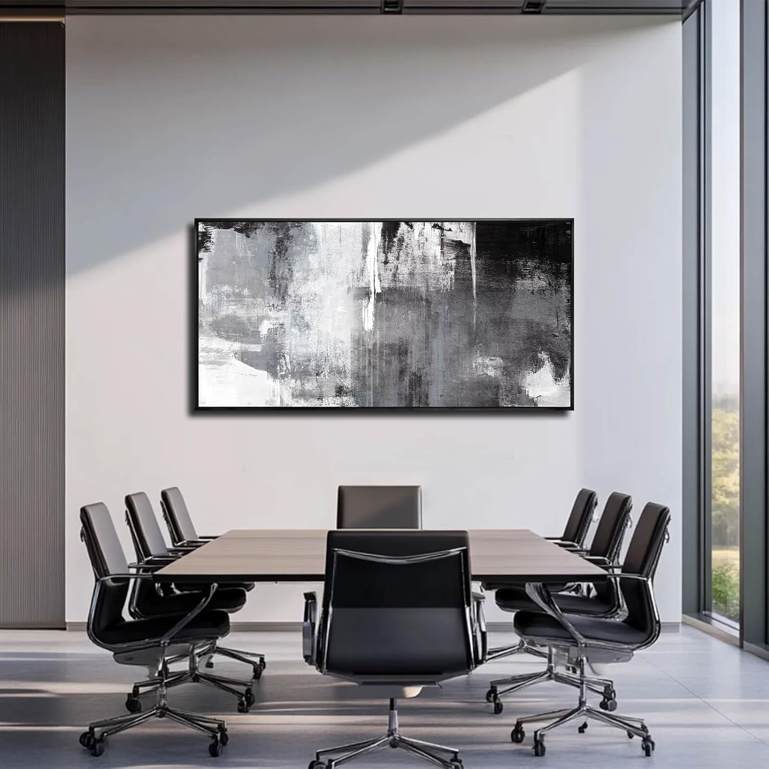 Contemporary Monochrome Abstract Wall Art Canvas 30x60