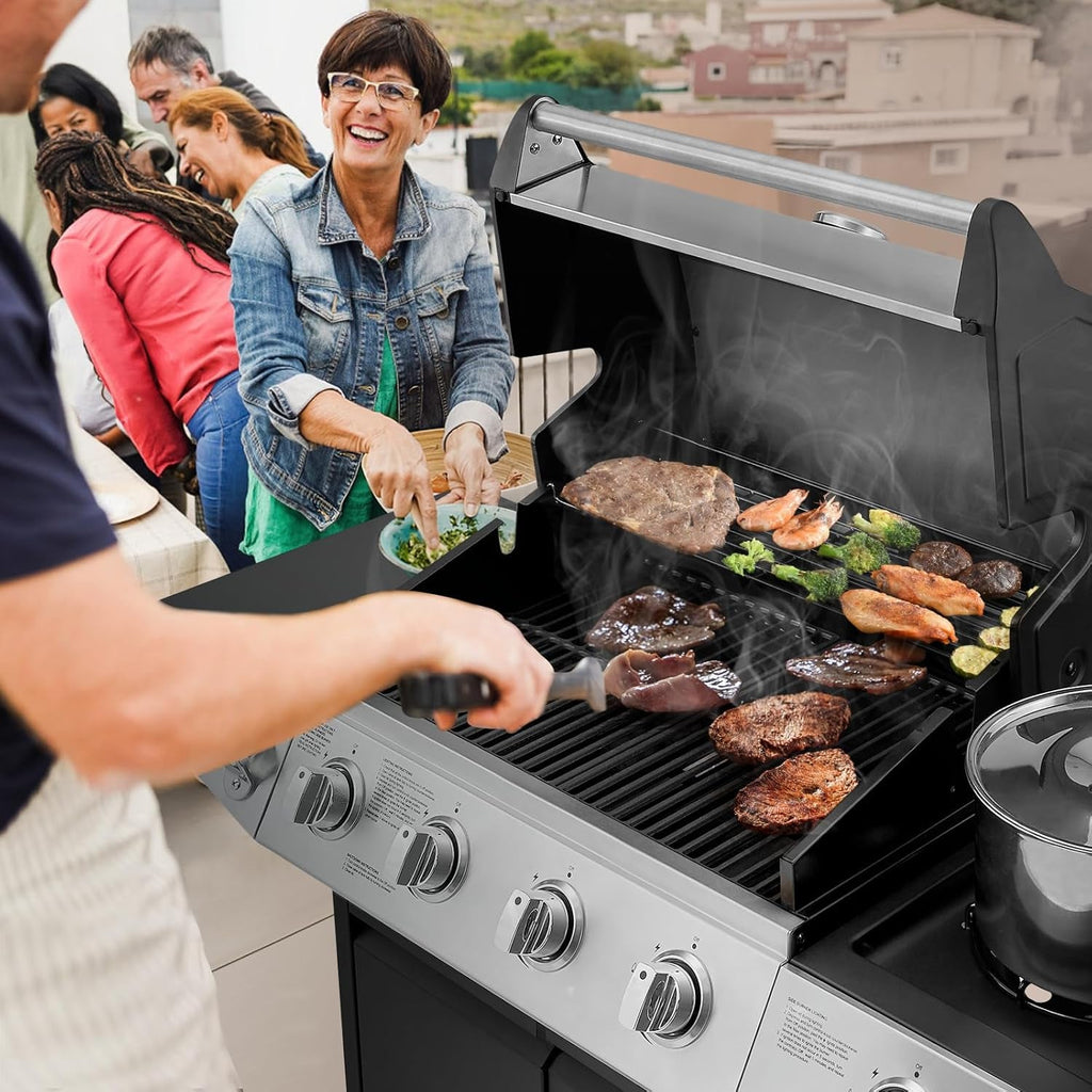 Propane Fueled Gas Grill With Four Burners Outdoor Kitchen