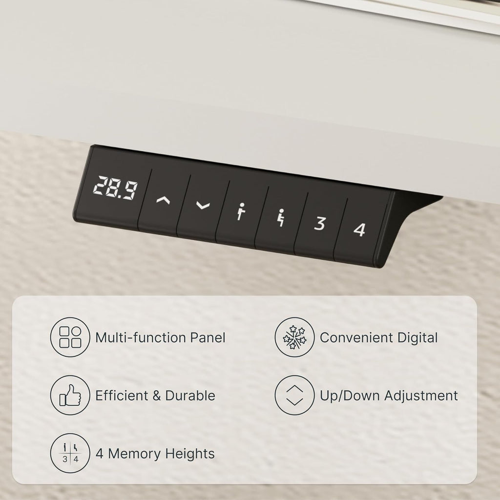 EN1 Whole-Piece White Standing Desk 48 X 24 Inches Desk Board Electric Stand up Desk Height Adjustable Desk for Home Office(White Frame + White Top)