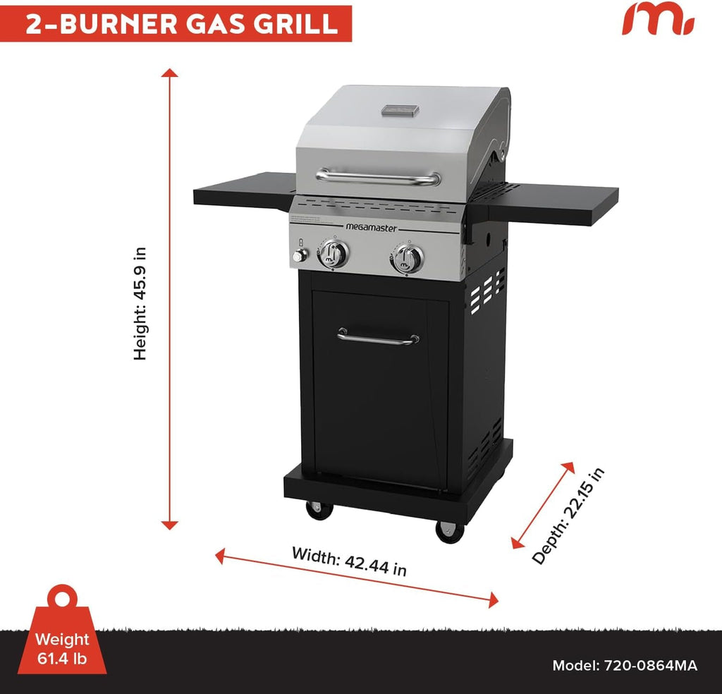 Propane Gas Grill Foldable Side Tables 418 Sq In Stainless Lid