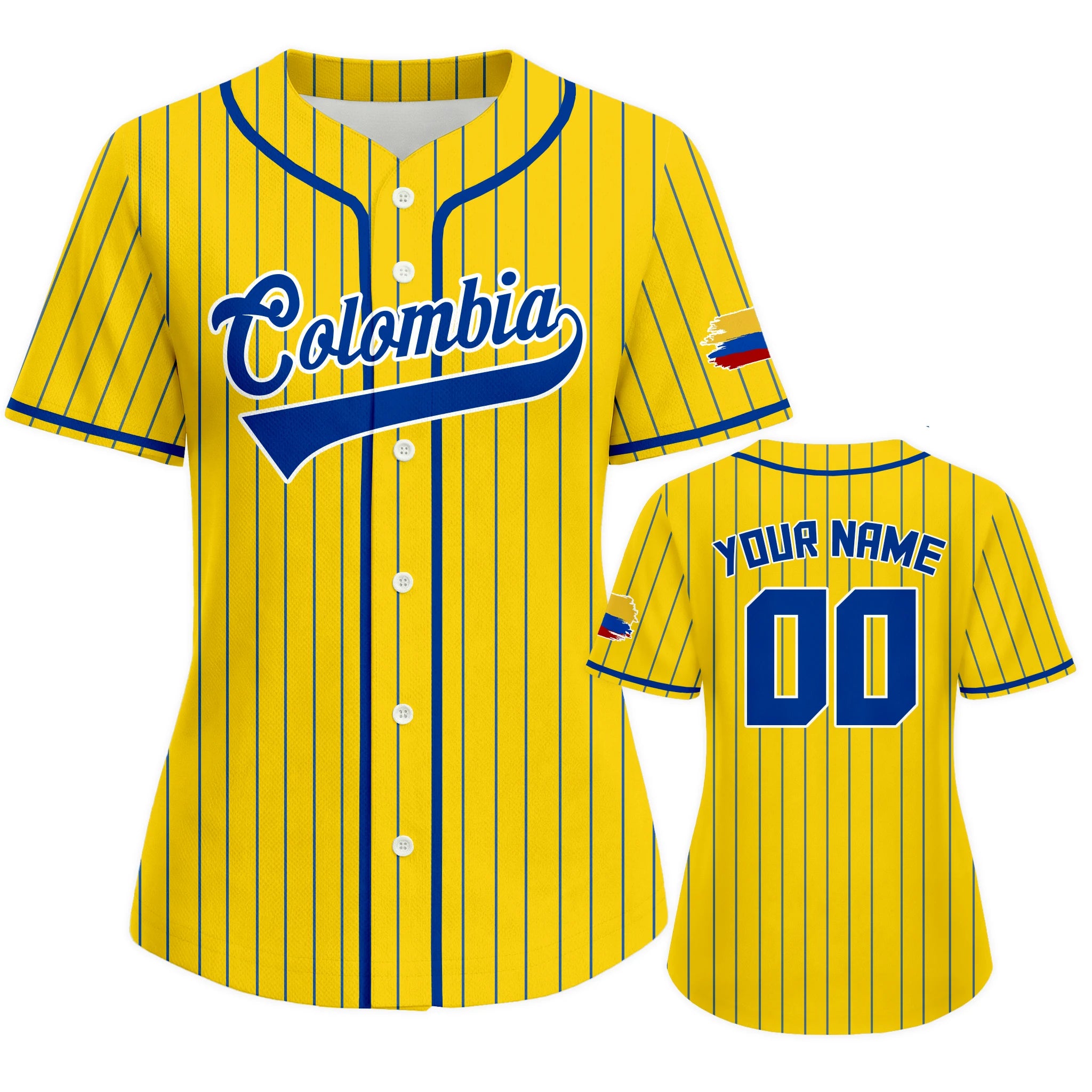 Custom Colombia Baseball Jersey for Women Personalized Baseball Uniform with Name Number Button Down Baseball Shirt Sportwear