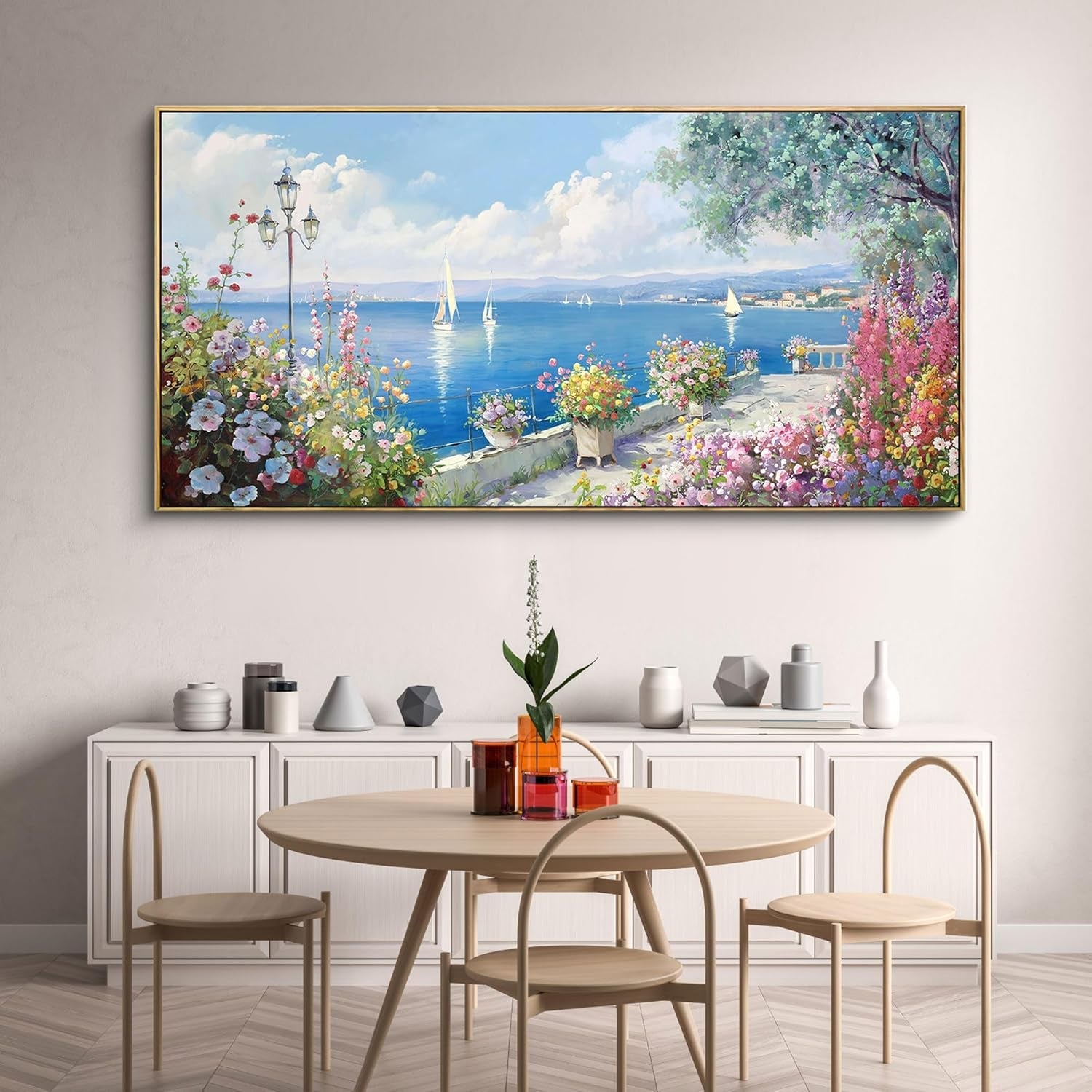 Ultramarine Coastal Seascape Canvas Wall Art 58x29