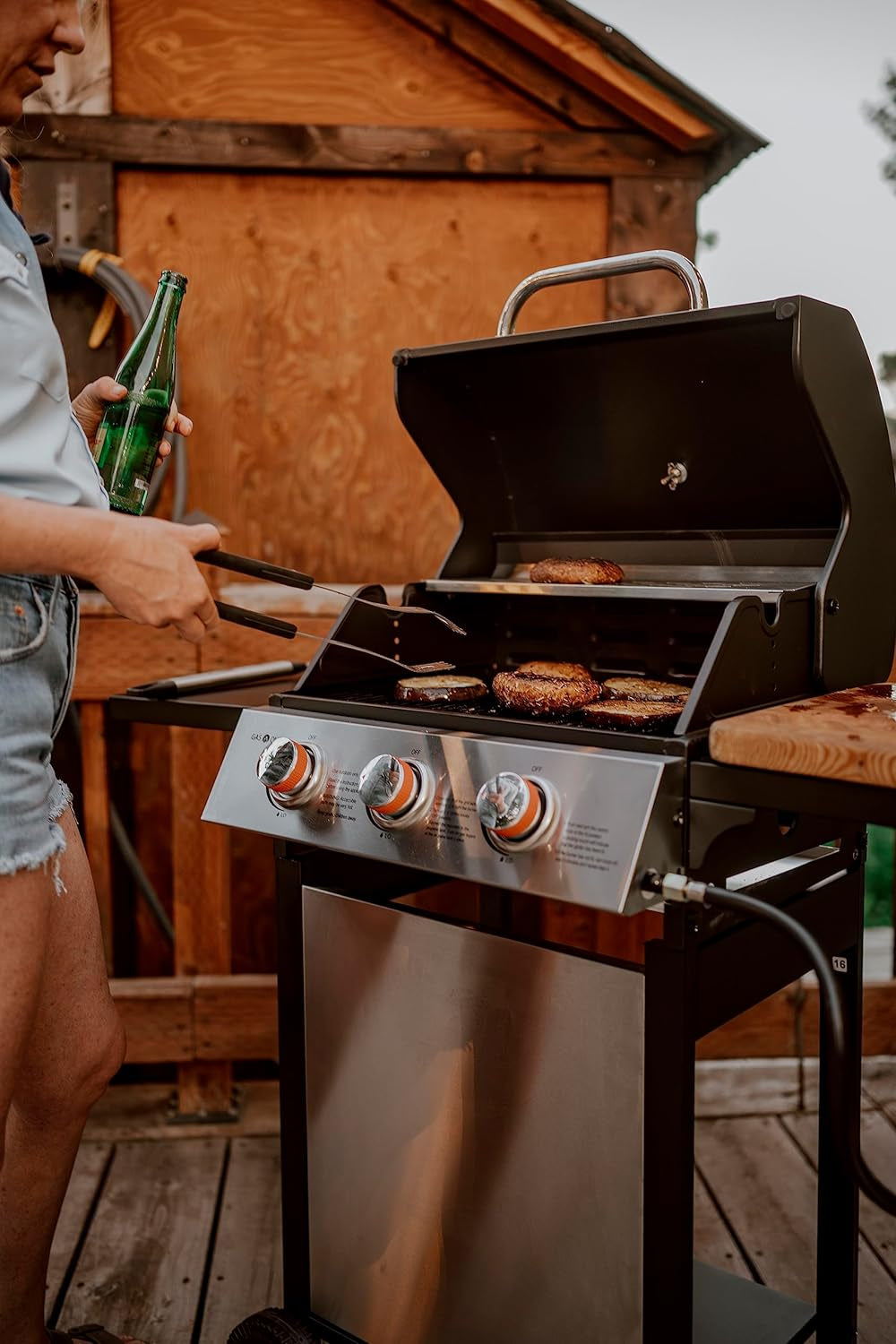 3 Burner Stainless Steel Propane Gas Grill With Cabinet