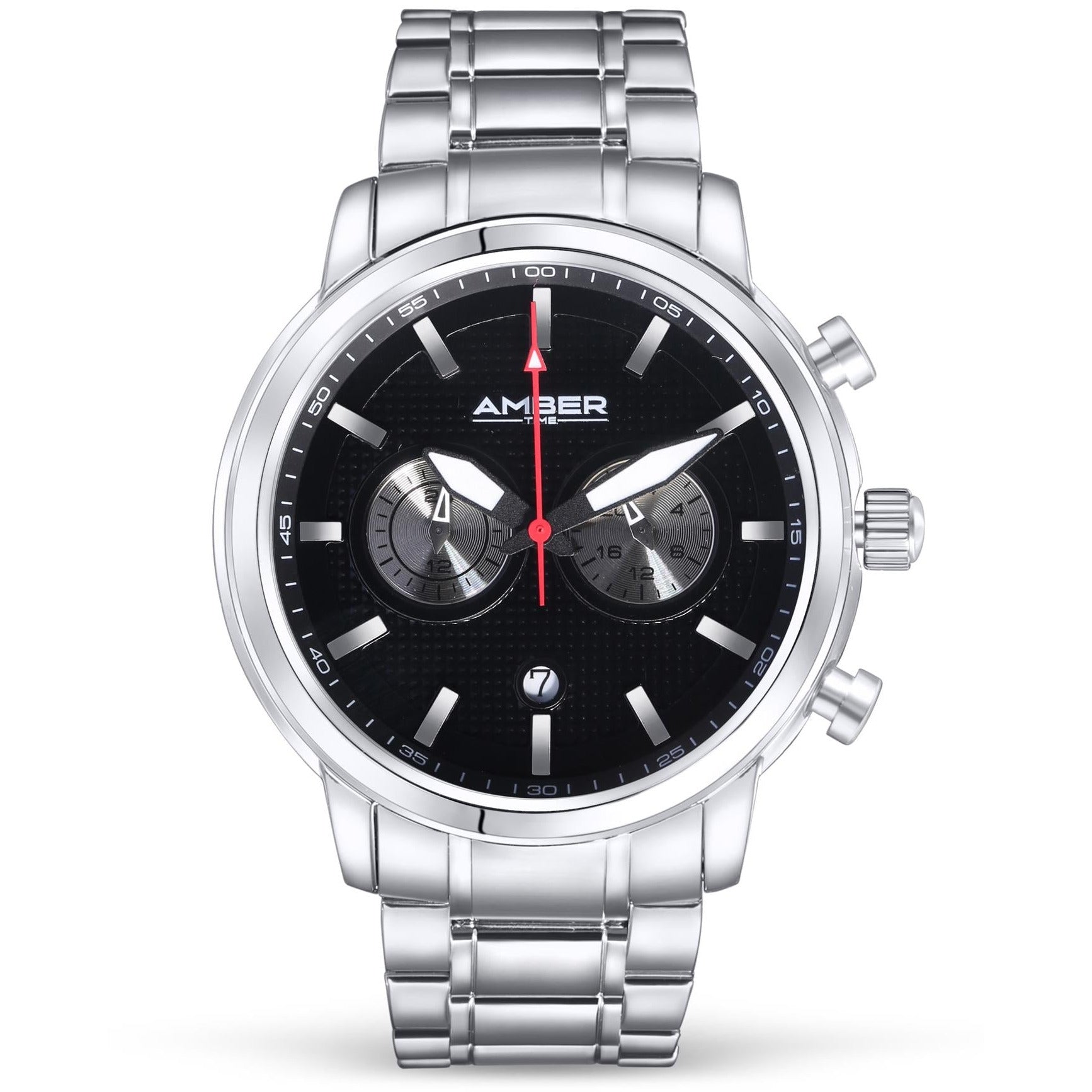 Amber Time Men's Quartz Chronograph Watch Stainless Steel Band 50m ATL160810-01BK