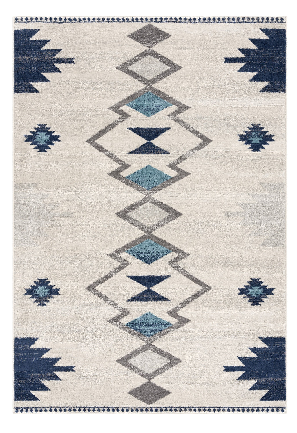 8' X 10' Blue and Ivory Southwestern Area Rug