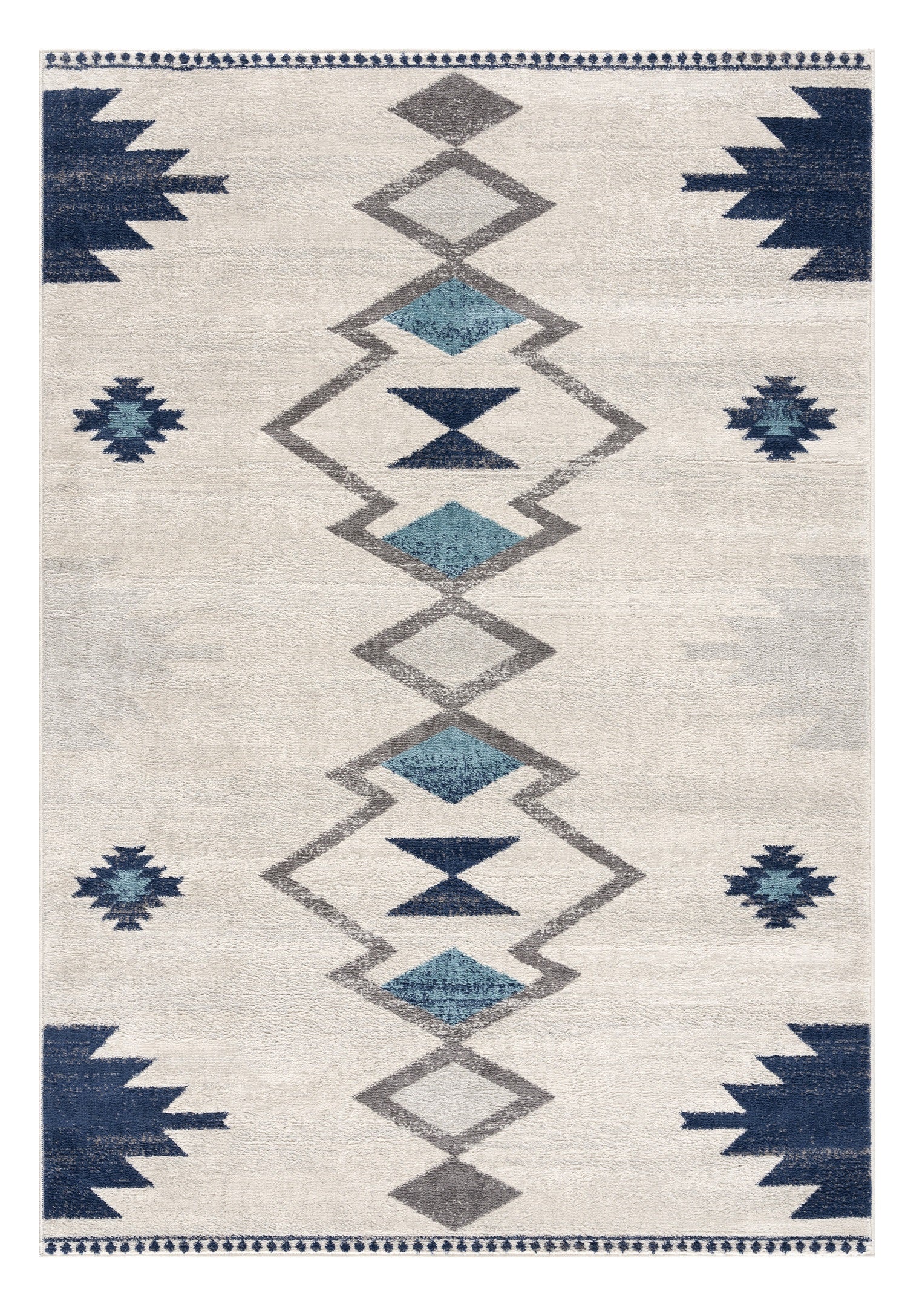 8' X 10' Blue and Ivory Southwestern Area Rug