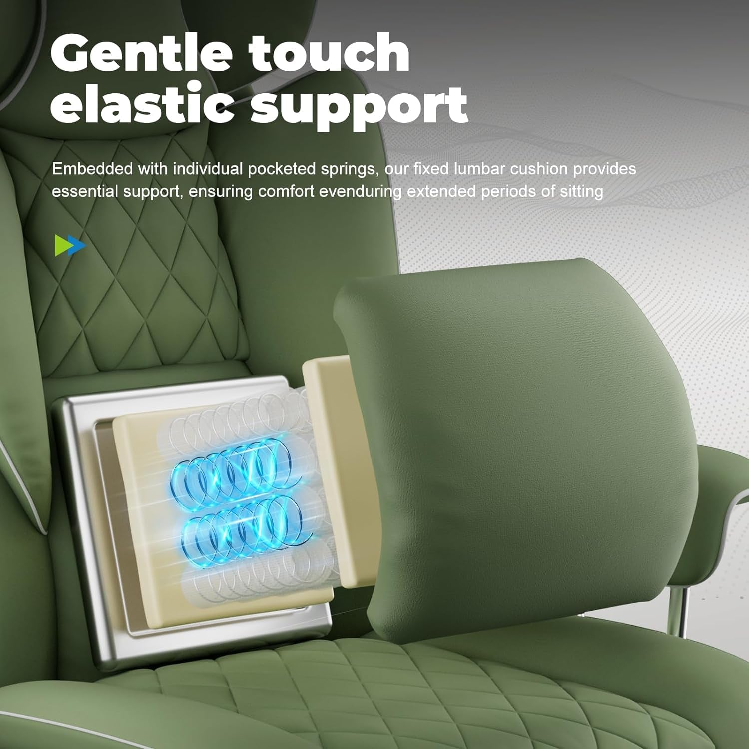 Big And Tall Gaming Chair Green With Lumbar Support
