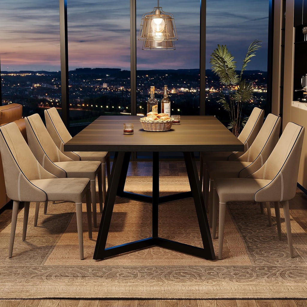 70.86 Inch Black Dining Table For 4 To 6 Family Room