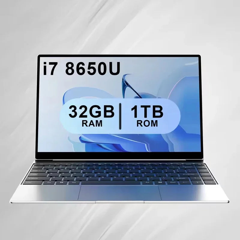 14.1‑Inch Ultra‑Portable Slim Laptop, Powered by Intel Core I7‑8650U, Pre‑Installed Windows 11 Pro, 32GB High‑Speed RAM, 2TB M.2