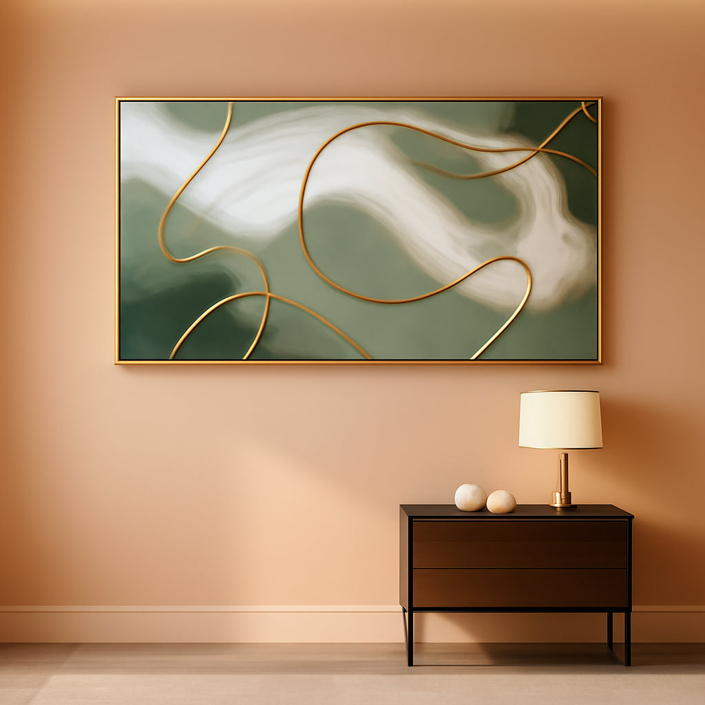 40x20 Abstract Contemporary Canvas Wall Art Emerald