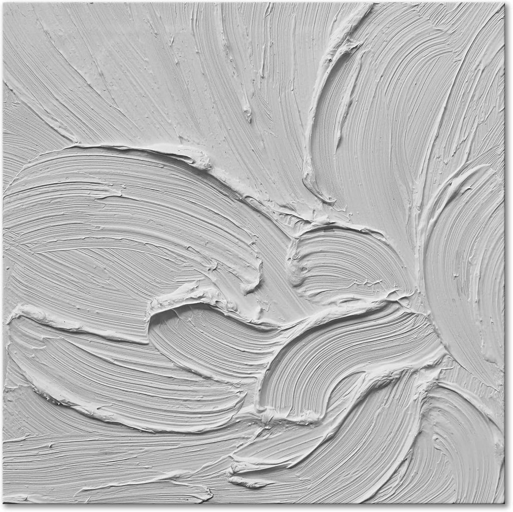 White Hand Painted Textured Canvas Art 20x20Inches
