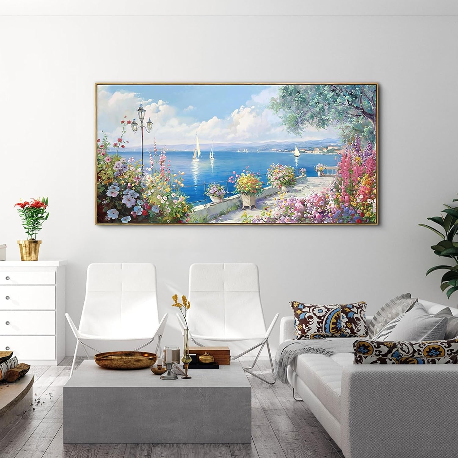 Ultramarine Coastal Seascape Canvas Wall Art 58x29