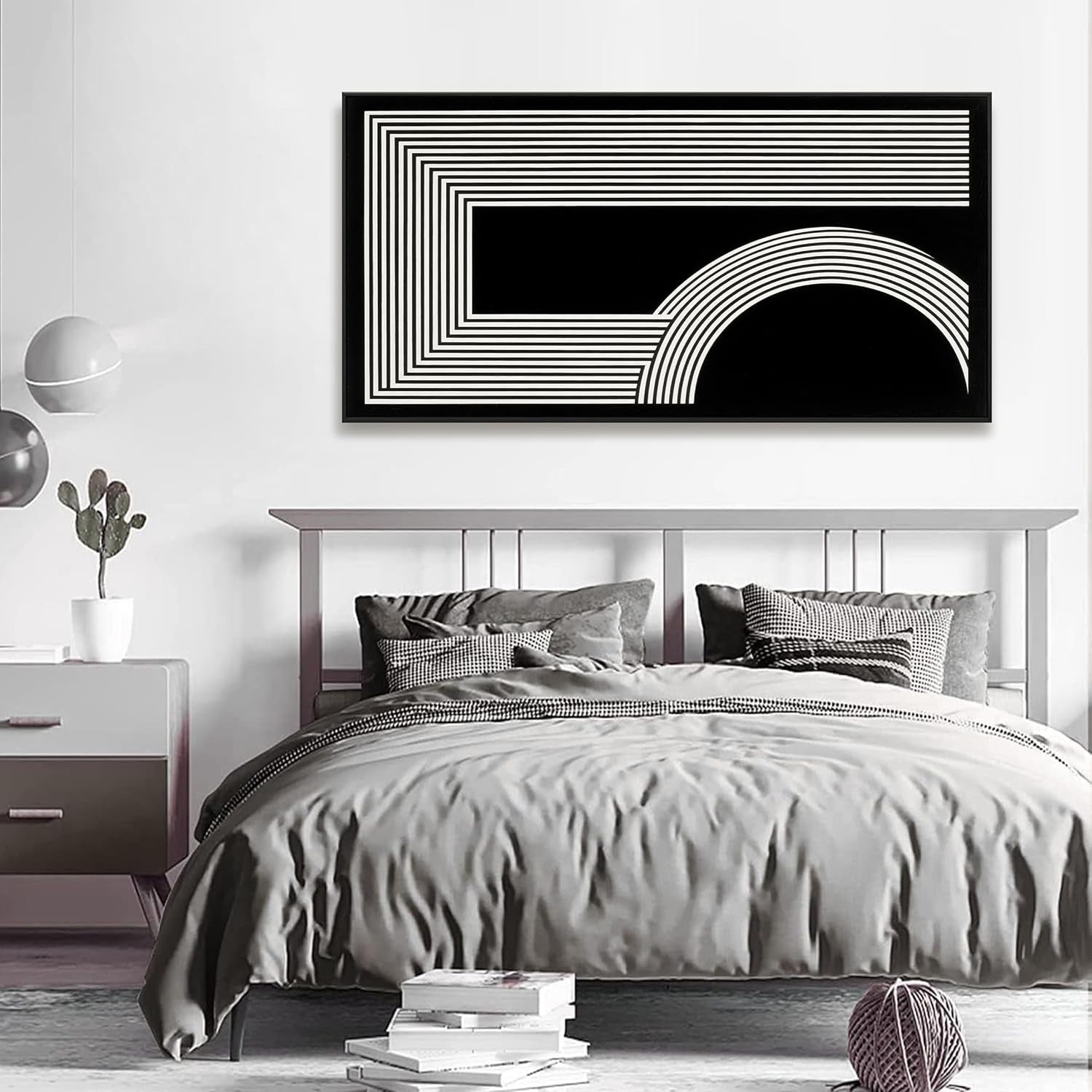 Monochrome Contemporary Canvas Wall Art 24x48 Inches