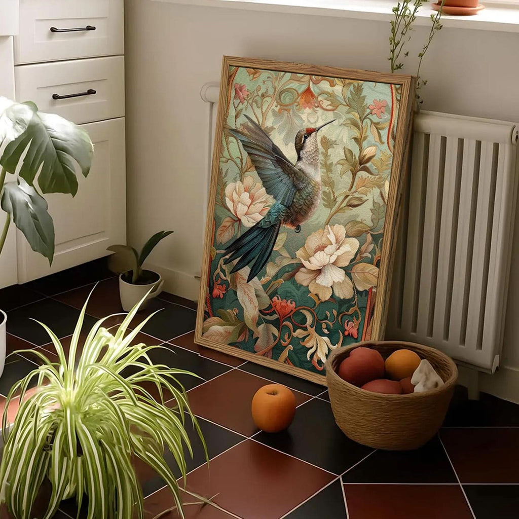 Framed Hummingbird Wall Art Decorative 16x24 Inches