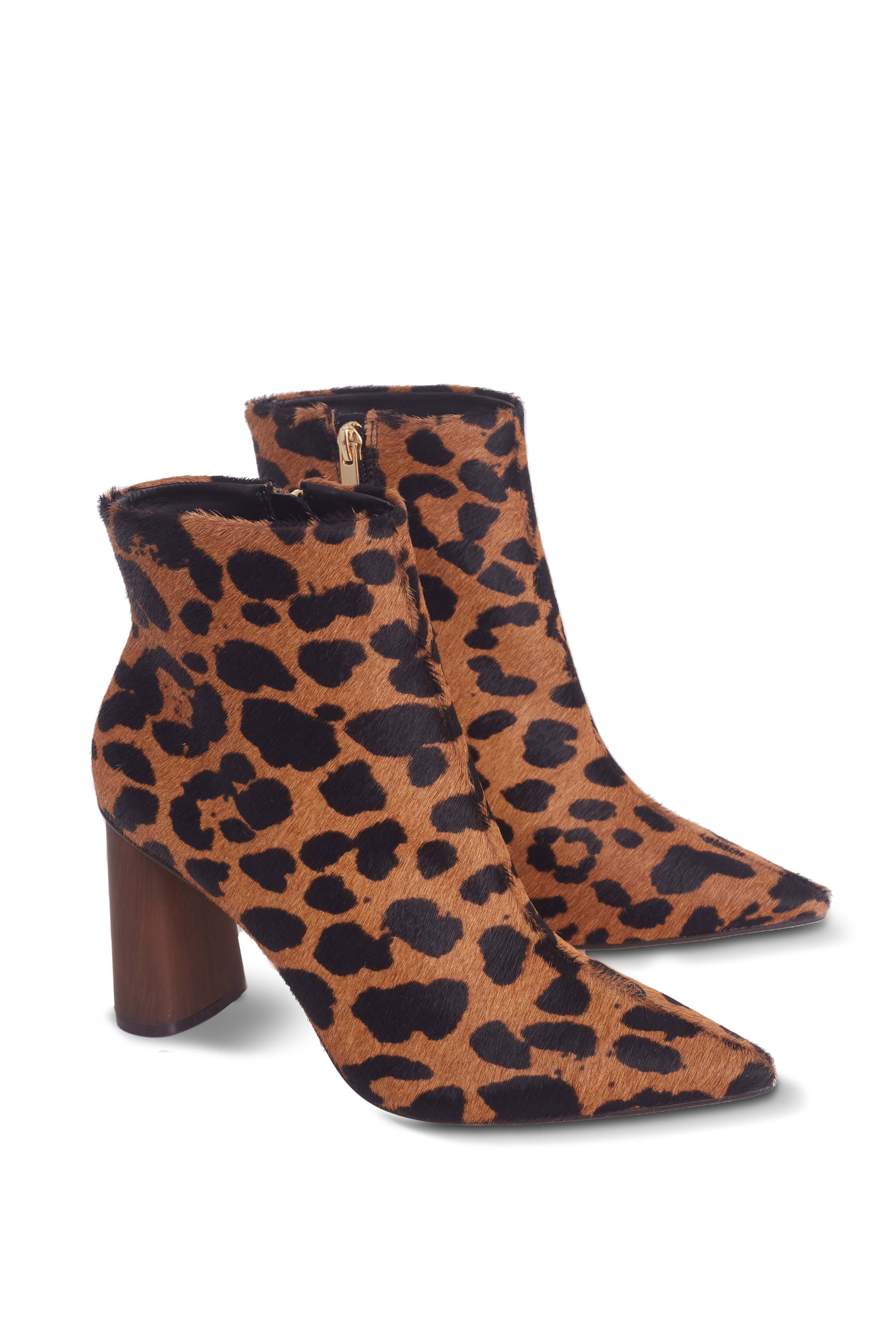 Brown Animal Print Boots Sapucaia – 8.4cm Block Heel Ankle Boots