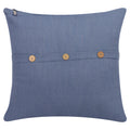20" Blue Cotton Throw Pillow With Buttons