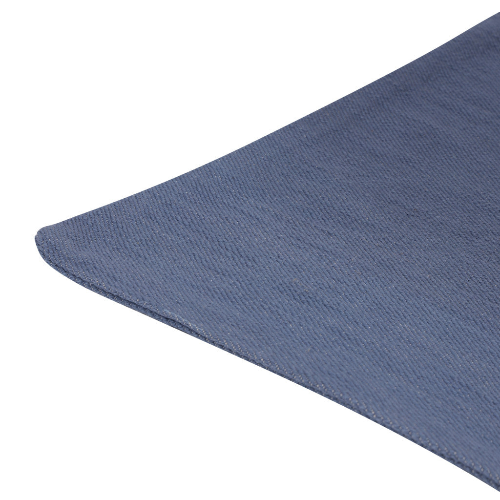 20" Blue Cotton Throw Pillow With Buttons