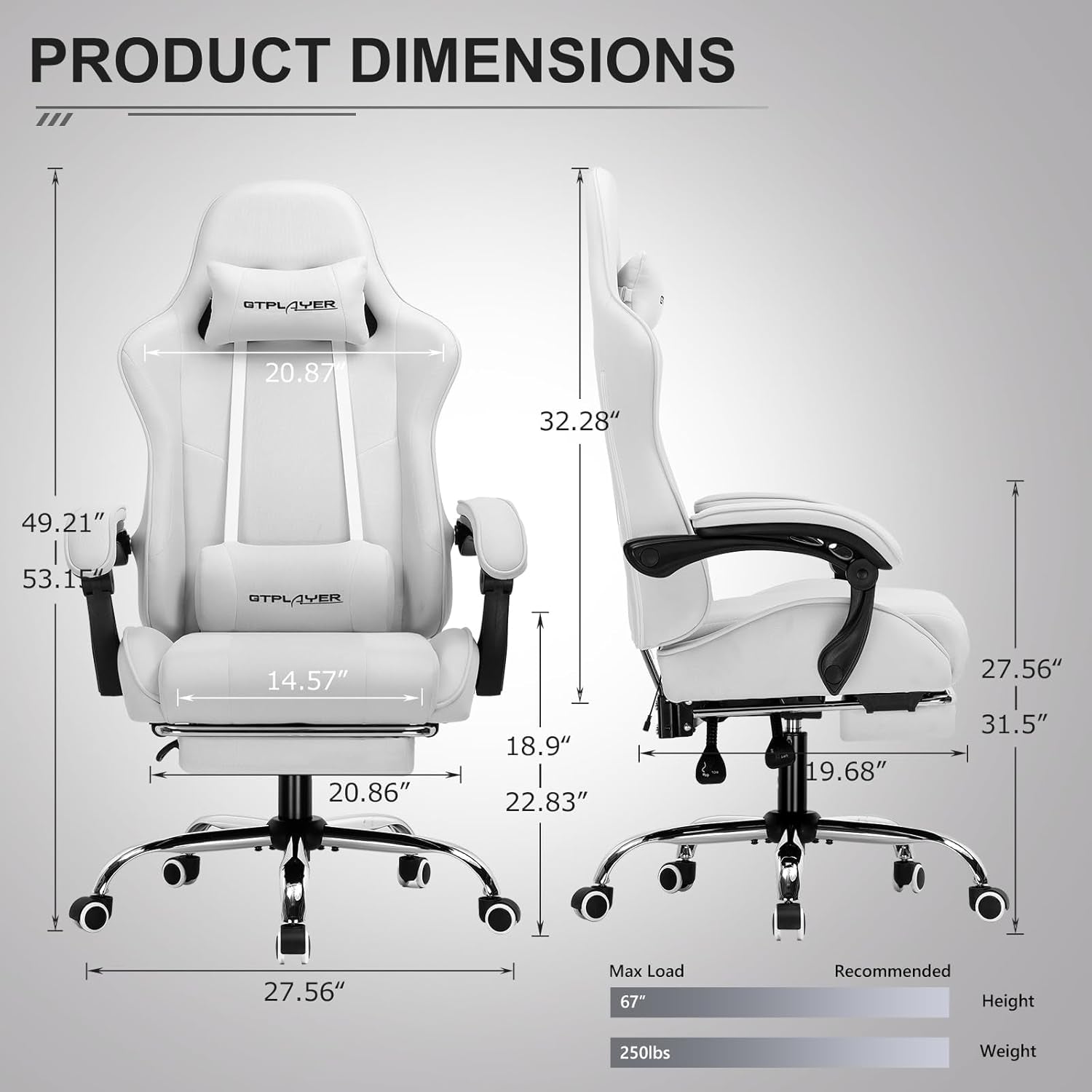 Ergonomic Gaming Chair With Footrest And Lumbar Support