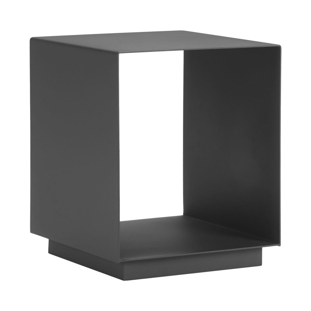 17" Charcoal Aluminum Square End Table With Shelf