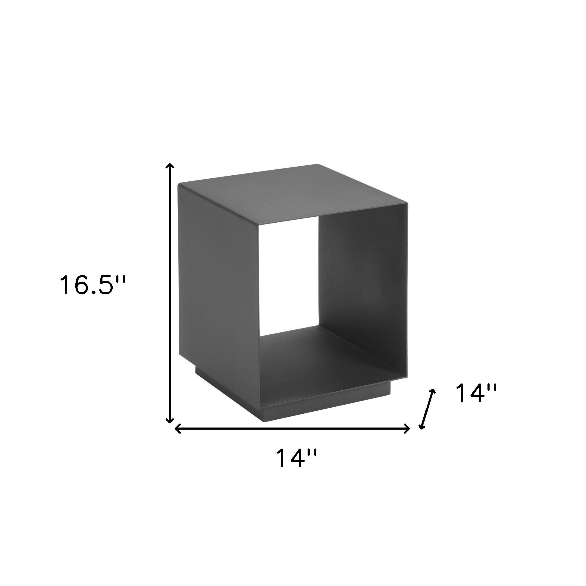 17" Charcoal Aluminum Square End Table With Shelf