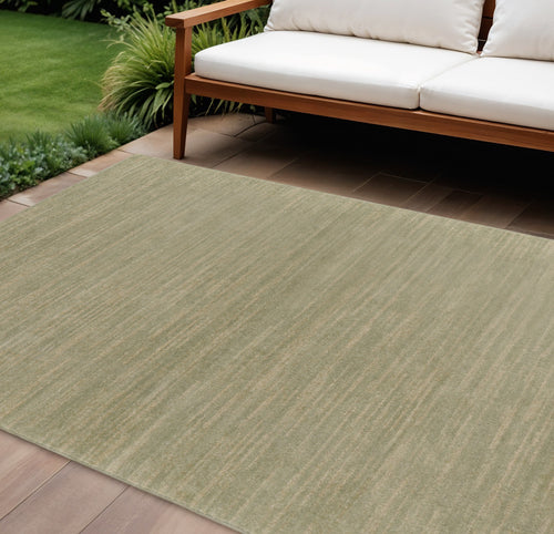 7' X 10' Green And Gold Abstract Indoor Outdoor Area Rug