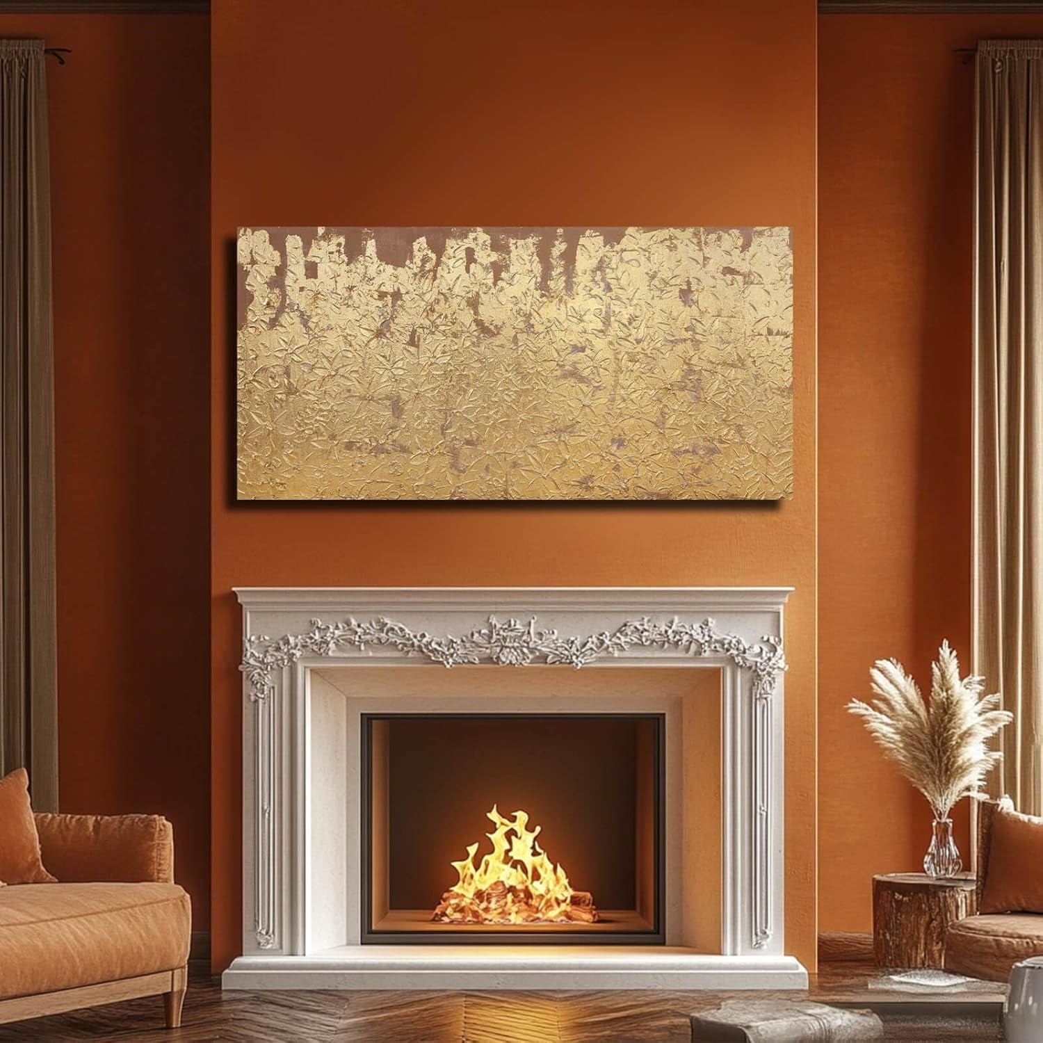 Exquisitely Detailed Canvas Wall Art 24x48 Gold Foil