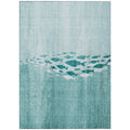 3' X 5' Teal Blue Aqua And Ivory Nautical Washable Indoor Outdoor Area Rug