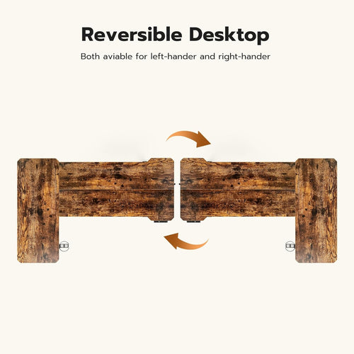 59" Reversiable L-Shaped Electric Standing Desk Adjustable Height Gaming Stand up Corner Desk Sit Stand Home Office Computer Desk with Splice Board,Rustic Brown Top