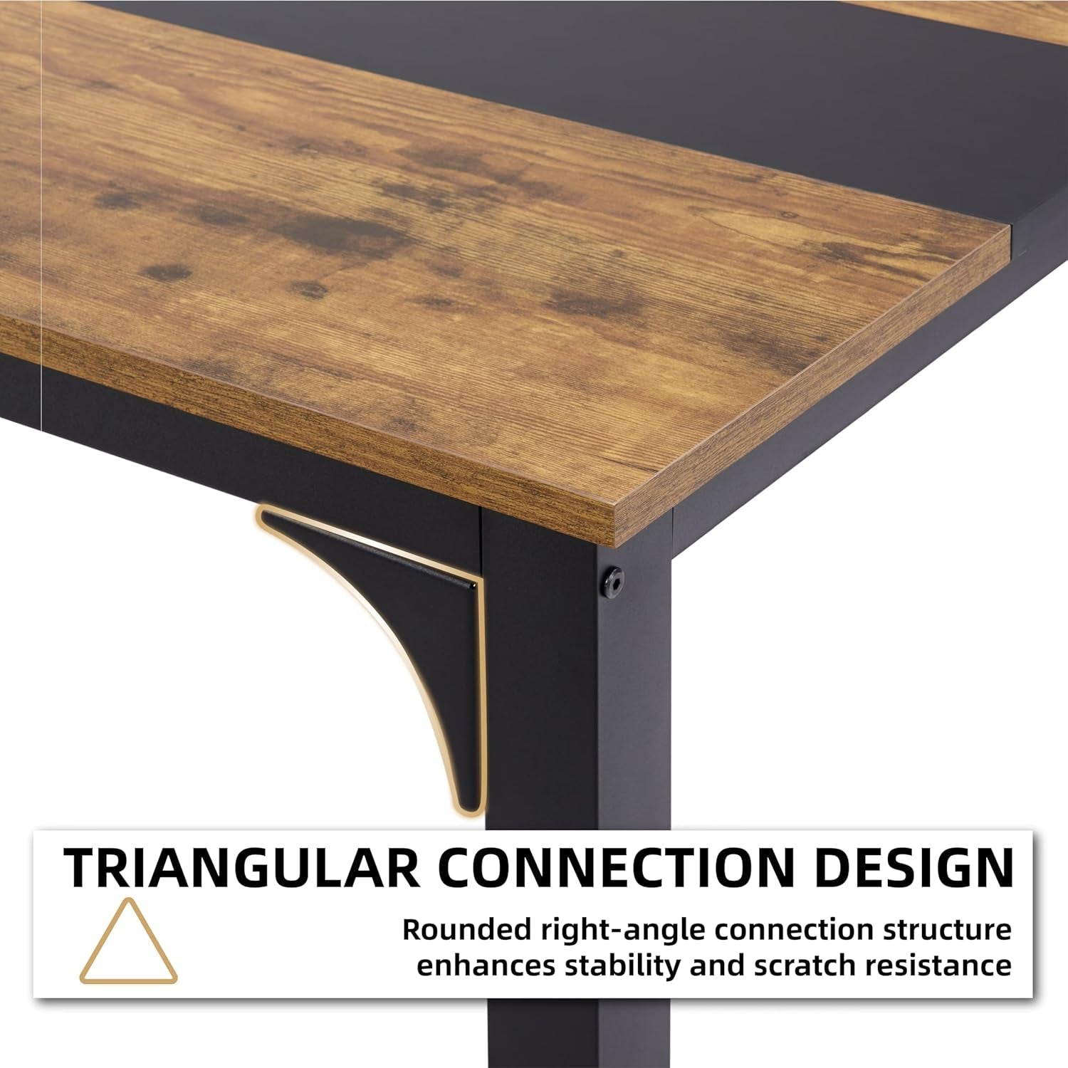 59.8'' Large Computer Desk for Home Office, Gaming, Writing, Study – Modern Wooden Surface with Metal Frame, Rustic Black