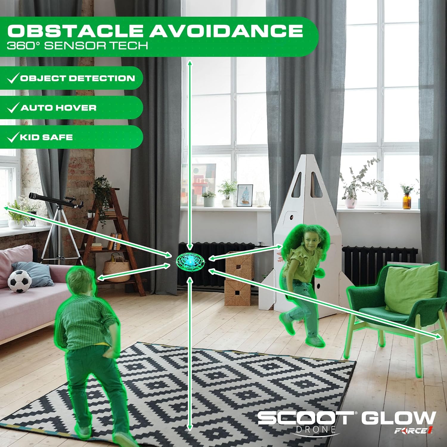 Force1 Scoot Glow Hand Operated Drone for Kids or Adults