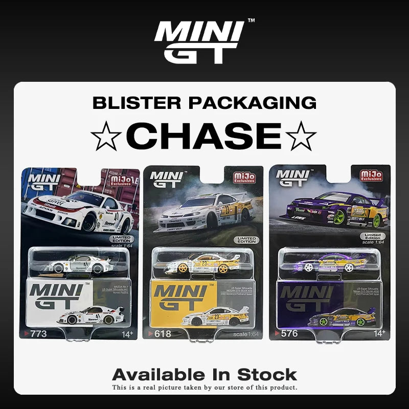 NEW **CHASE** MINIGT 1:64 GTR R35 SILVIA S15 RX7 FD3S LBWK KUMA Skyline Kenmeri KPGC110 Diecast Car Model Toys
