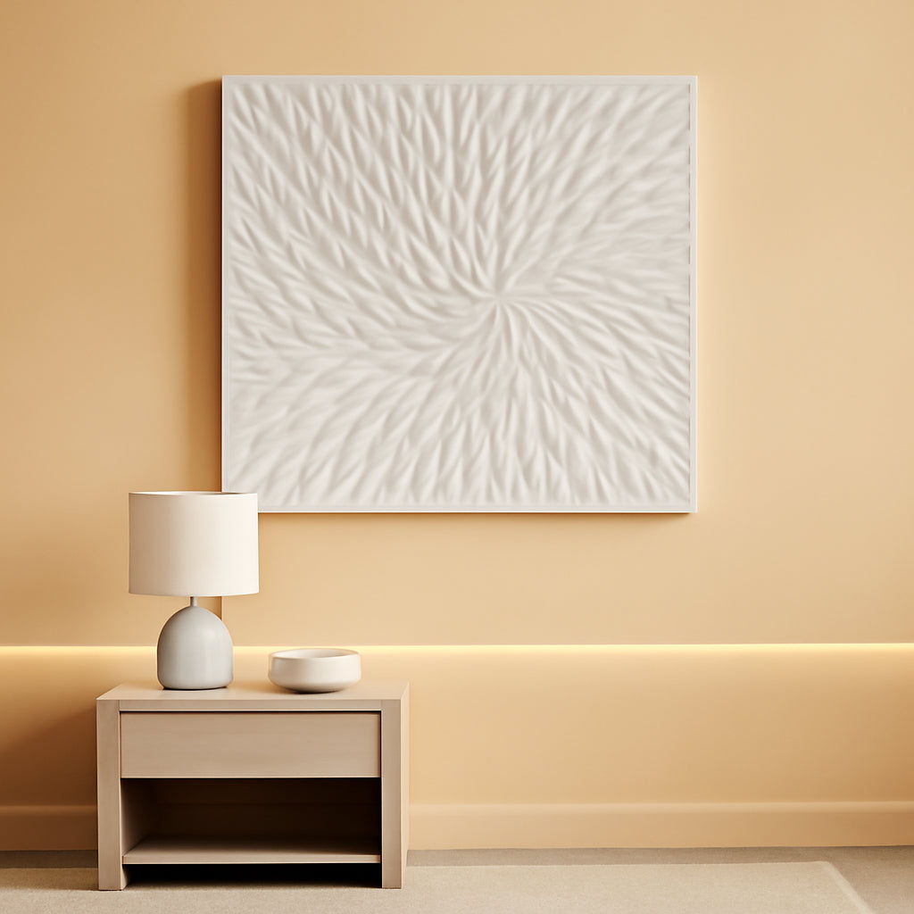 Intricately Textured White FloralImpression Canvas Wall Art