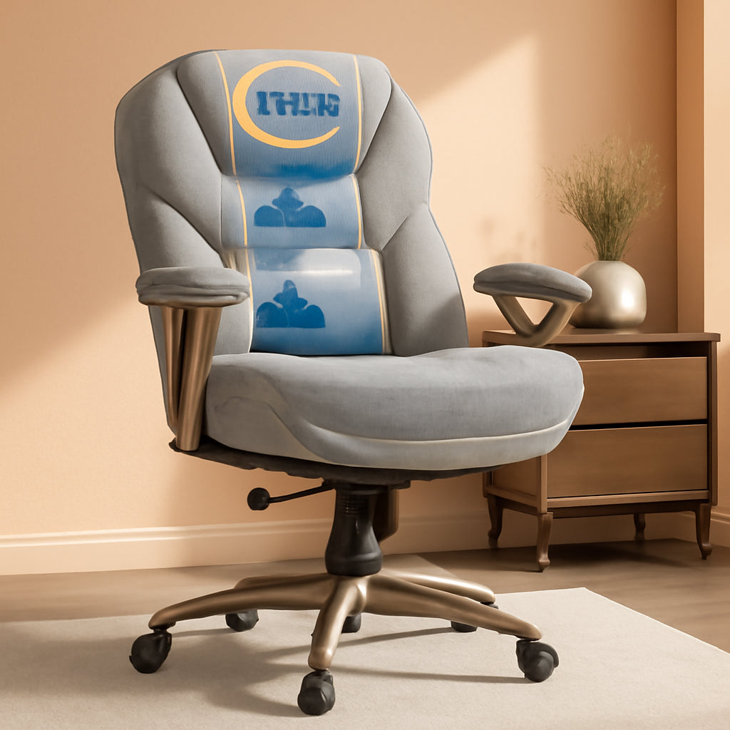 Ergonomic Executive Office Chair Motion Technology Adjustable Mid Back Design with Lumbar Support, Light Gray Fabric